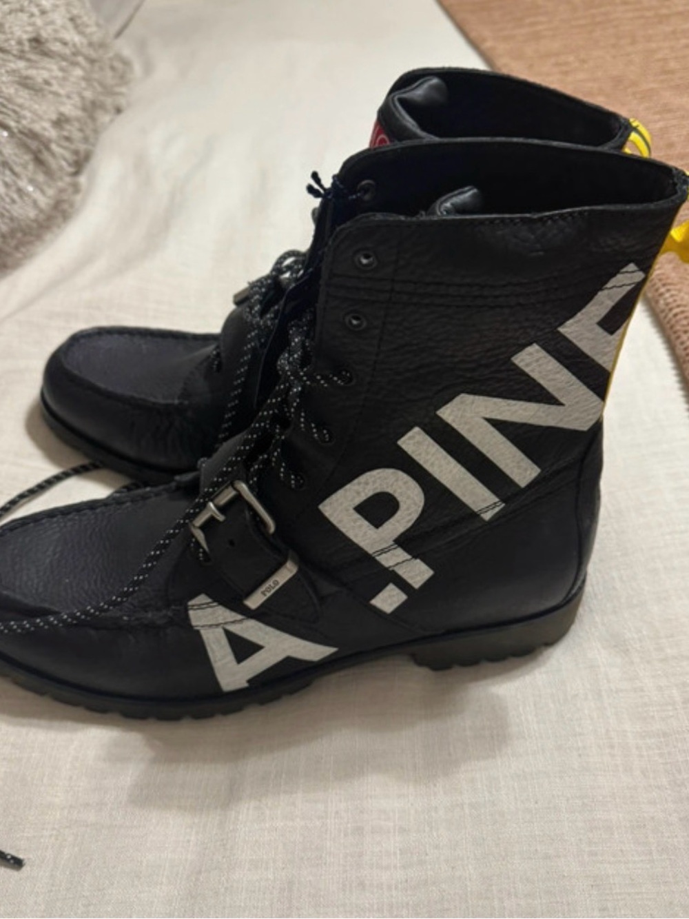 Polo Ralph Lauren Hi Tech Alpine Leather Boots Black Lace Up Men's size 12